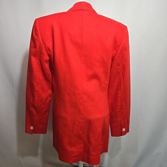 Talbots 100% Linen Blazer Jacket Womens Size 6 Orange-Red Patch Pockets - Picture 3 of 8